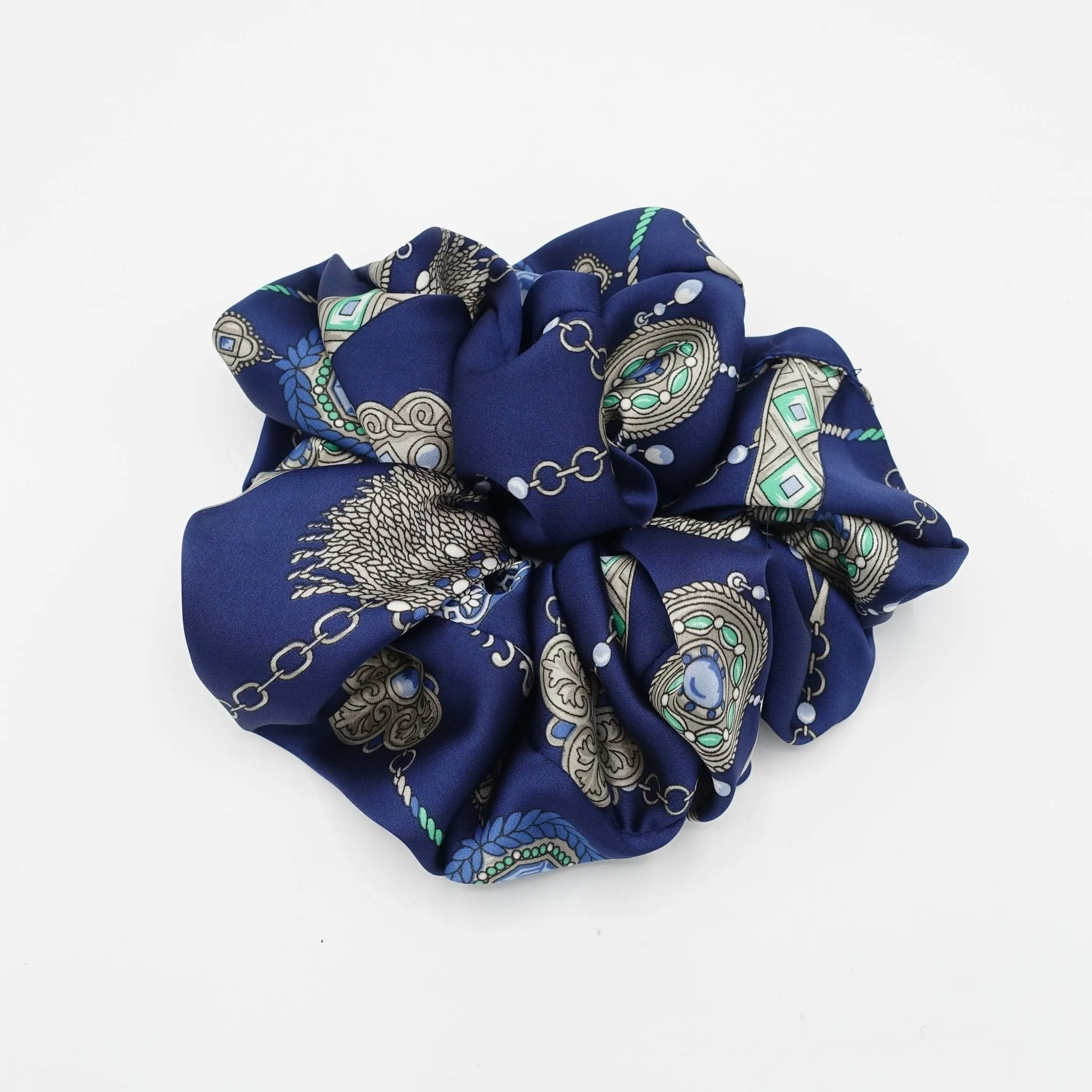 oversized satin scrunchies chain tassel print large hair elastic scrunchie women hair accessory