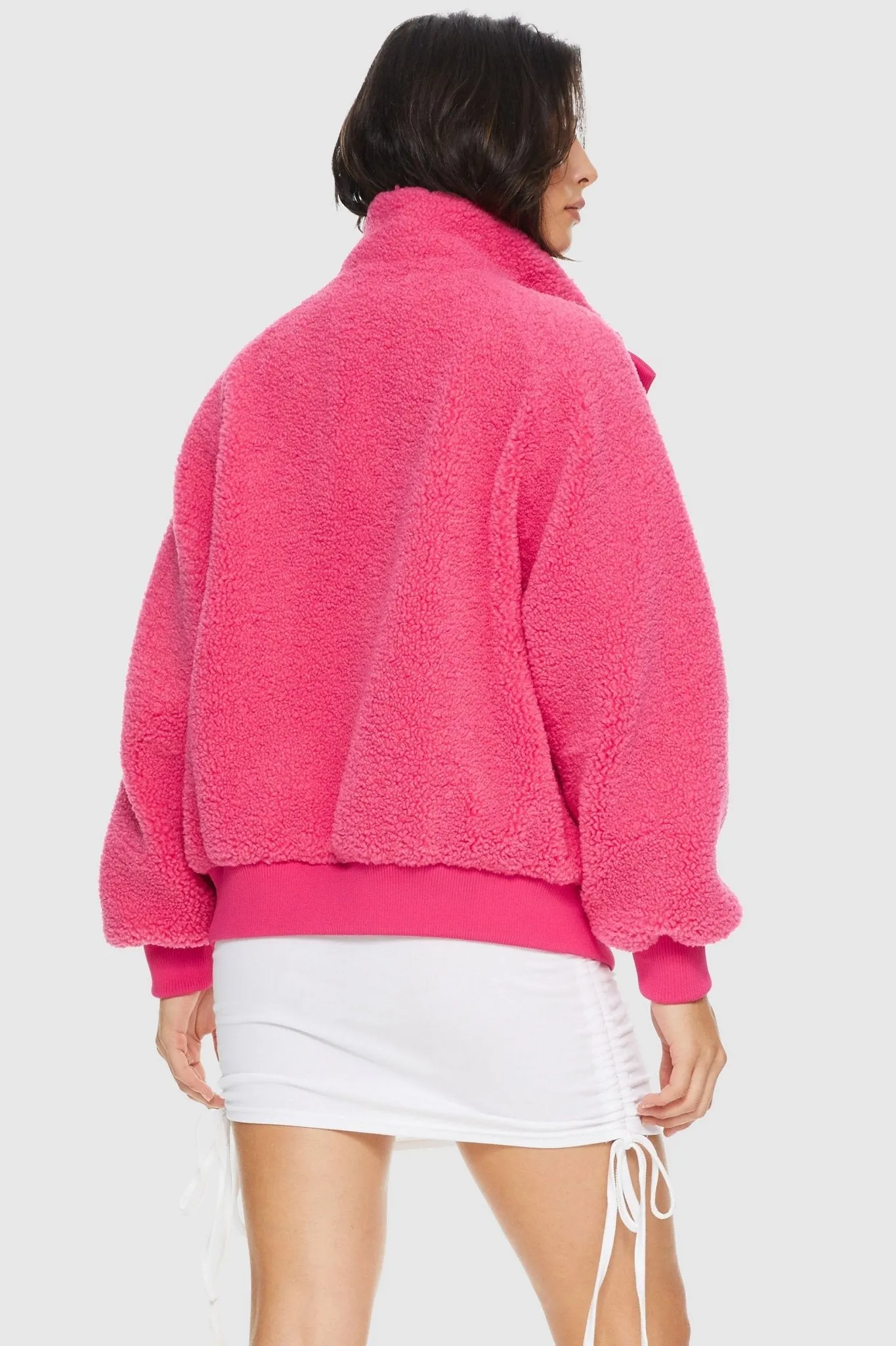 Oversized Snap Button Sherpa Coat