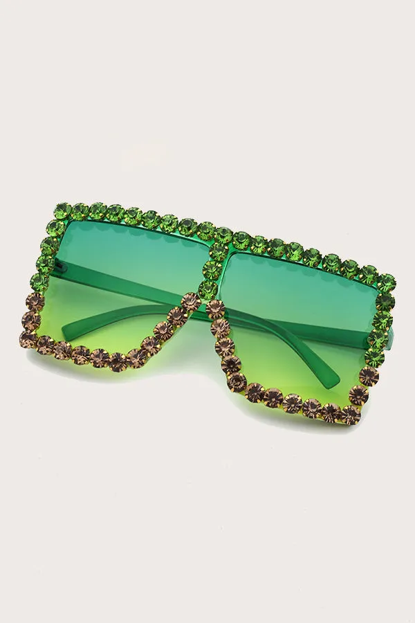 Oversized Square Frame Color Lenses Sunglasses