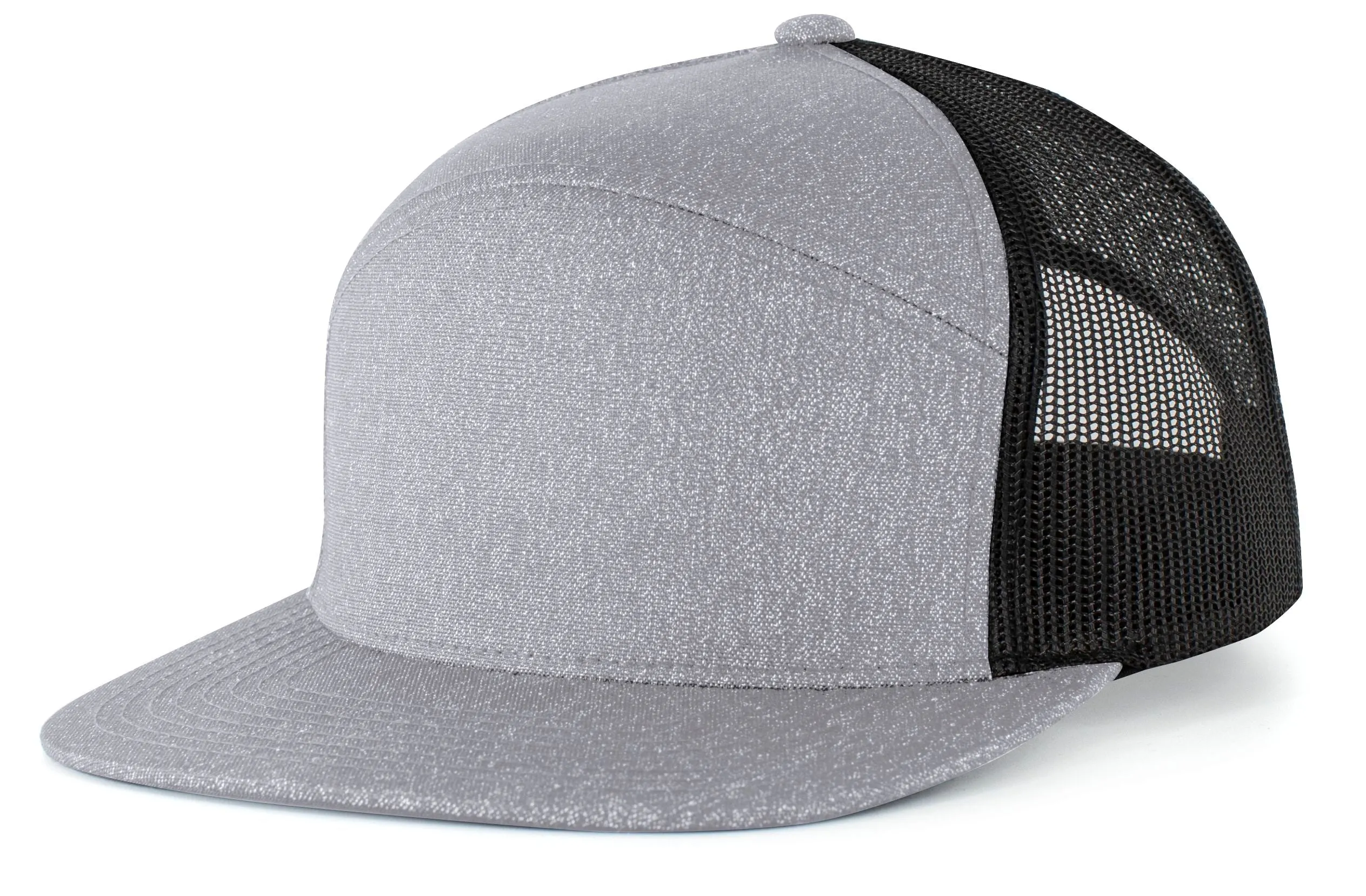 Pacific Headwear Heather 6-Panel Arch Trucker Snapback Cap