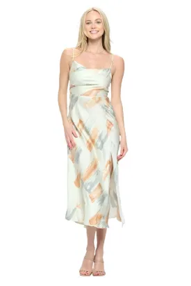 Paint Stroke Midi Slip Dress