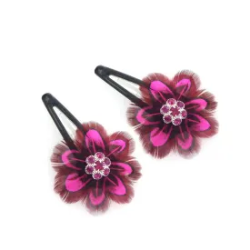 Pair of Feather Floral Hair Clips