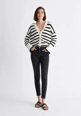 Paisie Striped Ribbed Cardigan