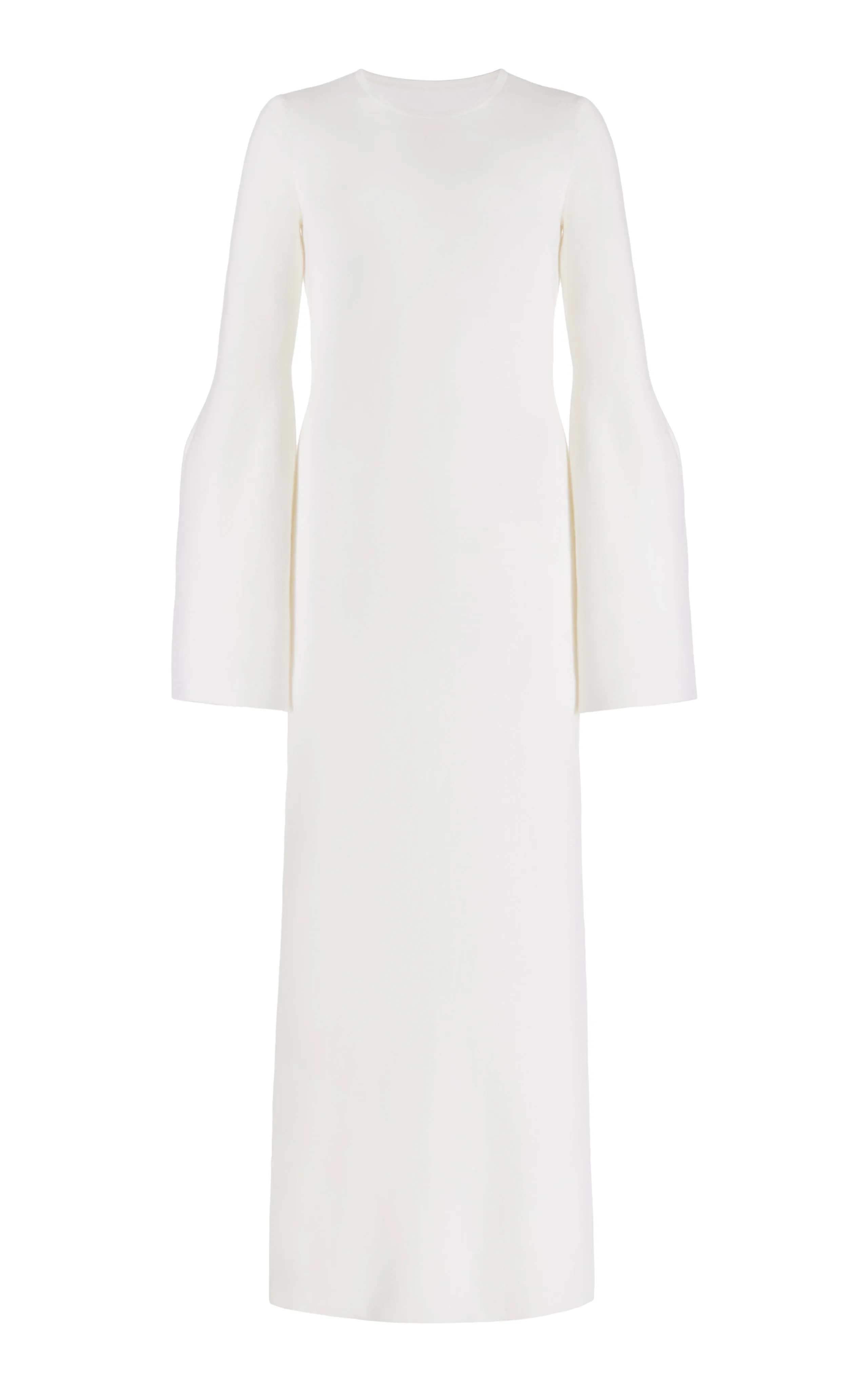 Palanco Knit Maxi Dress in White Merino Wool Cashmere