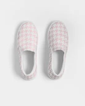 Pale Pink Large Houndstooth Women's Slip-On Canvas Shoe