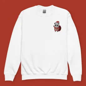 Panda Santa Embroidered Kids Sweatshirt