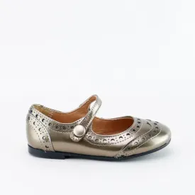 Papanatas Metallic Gold Wingtip Mary Jane