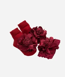 Party Princess Baby Socks and Hair Band Set - Dark Red