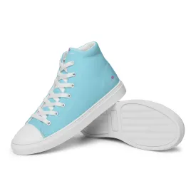 Pastel Blue Men's High Tops, Solid Color Men’s high top canvas shoes