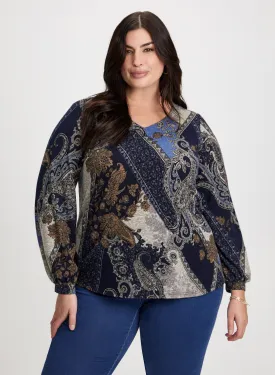 Patchwork Paisley Print Top