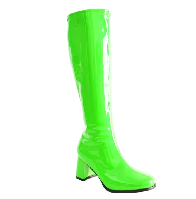 Patent Knee High Zip Up Gogo Boots