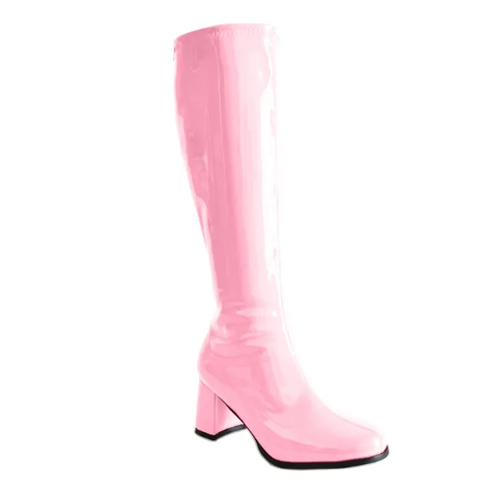 Patent Knee High Zip Up Gogo Boots