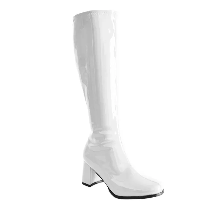 Patent Knee High Zip Up Gogo Boots