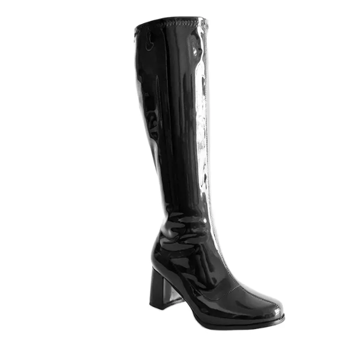 Patent Knee High Zip Up Gogo Boots