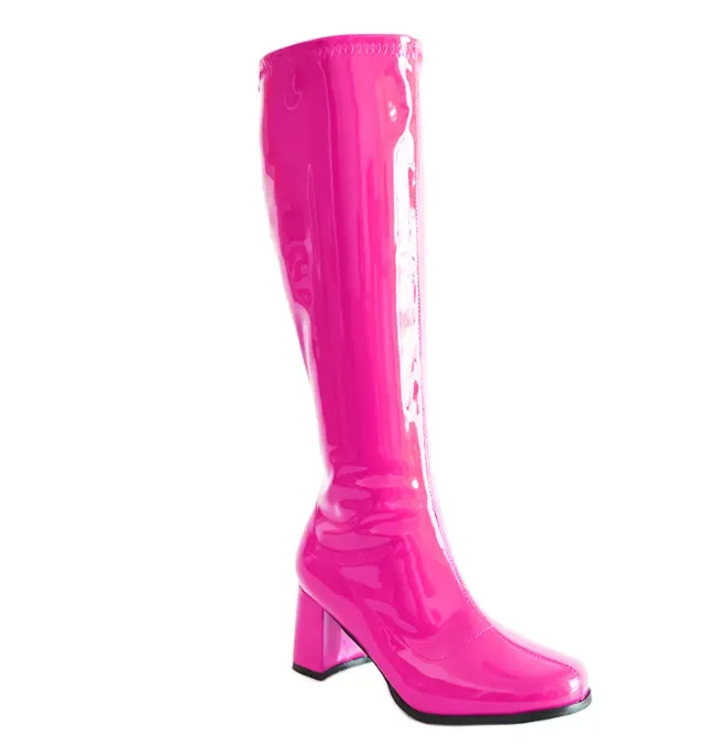 Patent Knee High Zip Up Gogo Boots