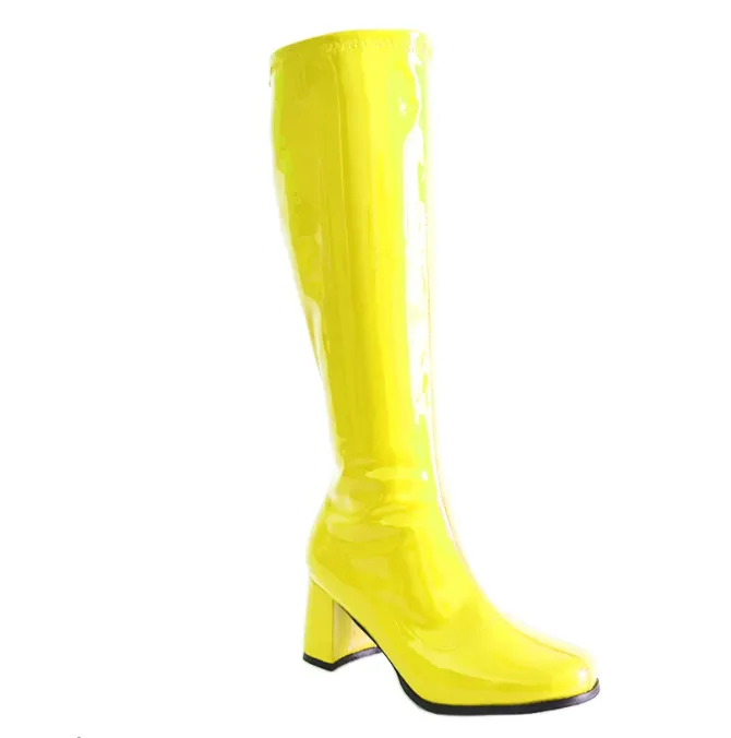 Patent Knee High Zip Up Gogo Boots