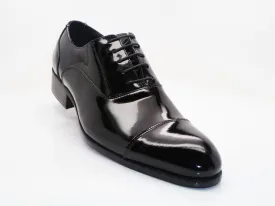 Patent Leather Lace-Up Oxford Black