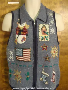 Patriotic Holiday Christmas Party Sweater Vest