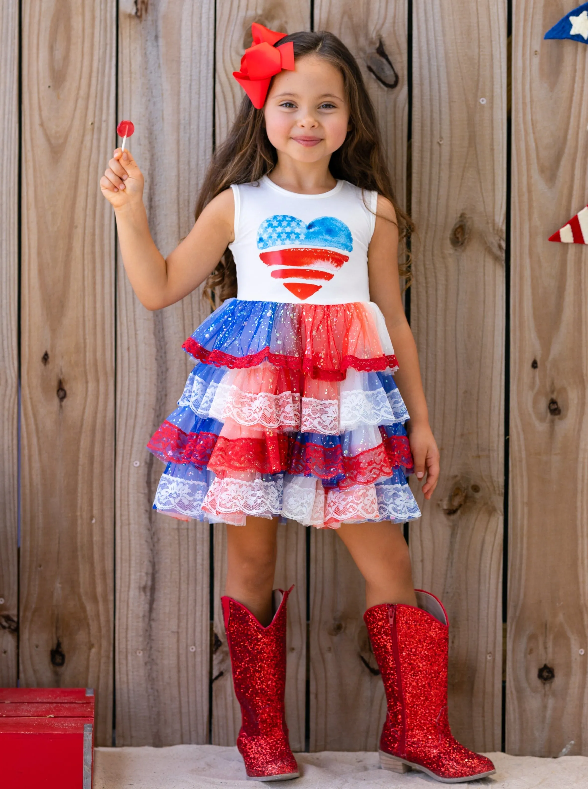 Patriotic Lace-Tiered Tutu Dress