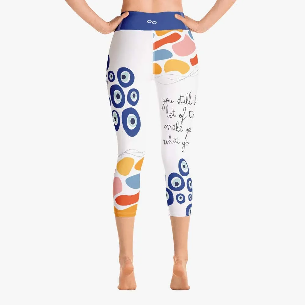 Patterned Capris "Eyes On Me" White/Blue