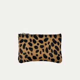 Pauly Pouch Organizer | Black   Brown Cheetah Print   Silver Hardware