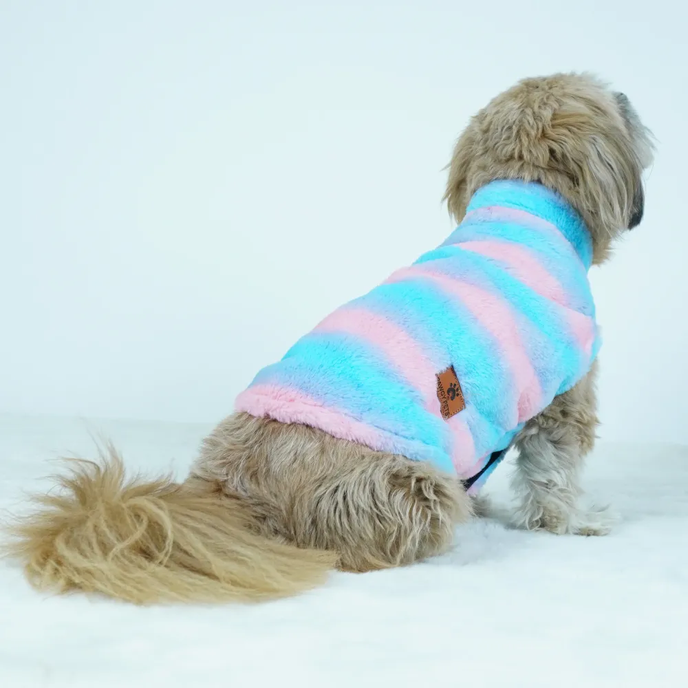 Pawgypets Fur Sleeveless Sweater for Dogs and Cats (Blue/Pink)