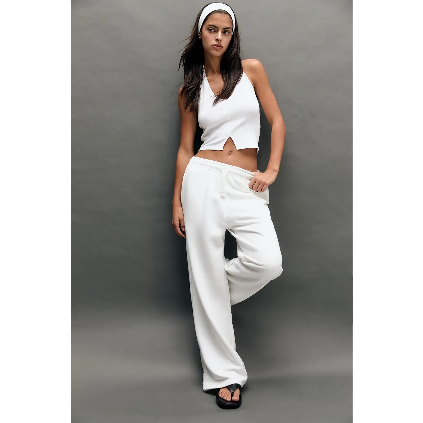 PB White Wide Leg Trousers