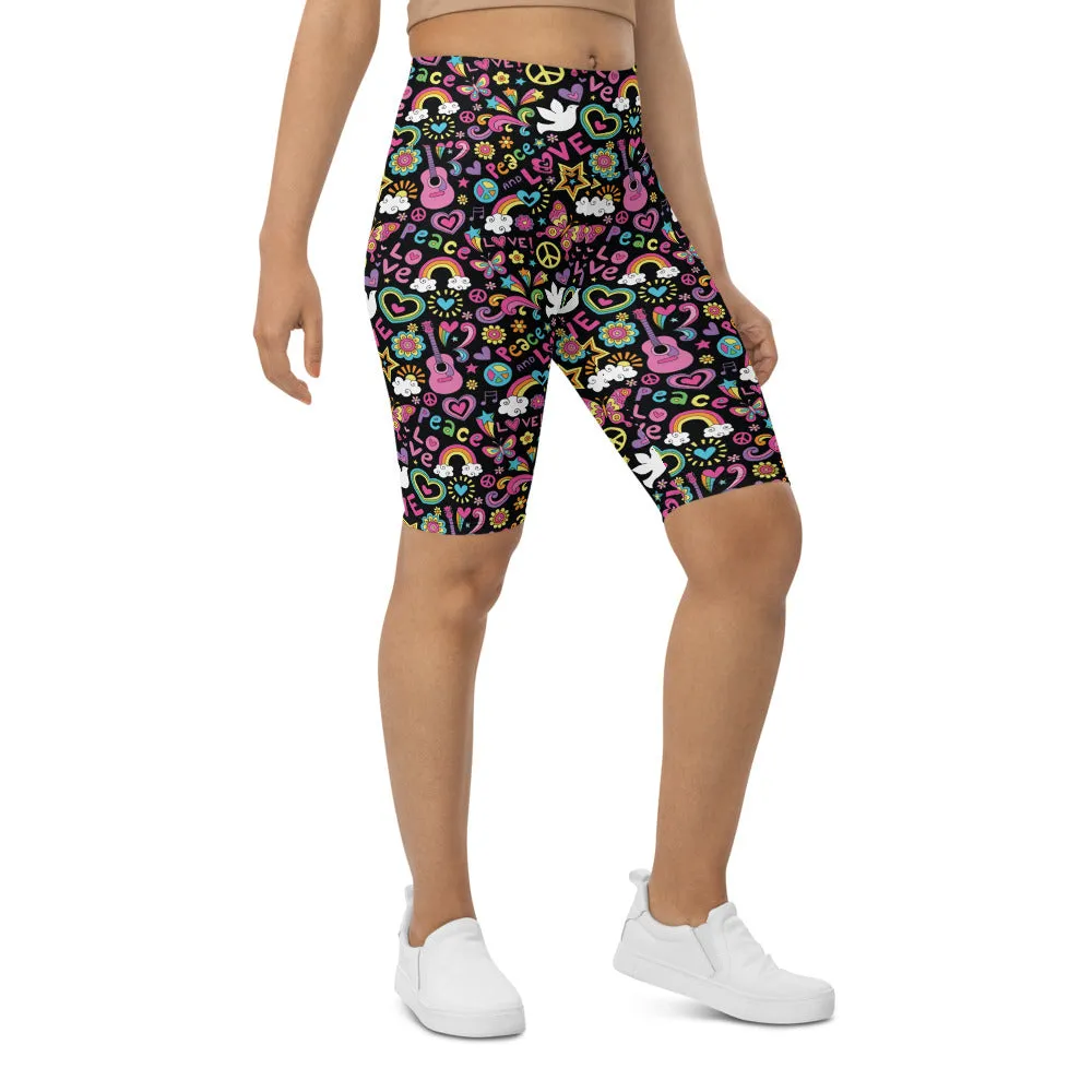 Peace and Love Bike Shorts