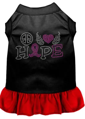 Peace Love Hope Breast Cancer Rhinestone Pet Dress Black With Red Sm (10)