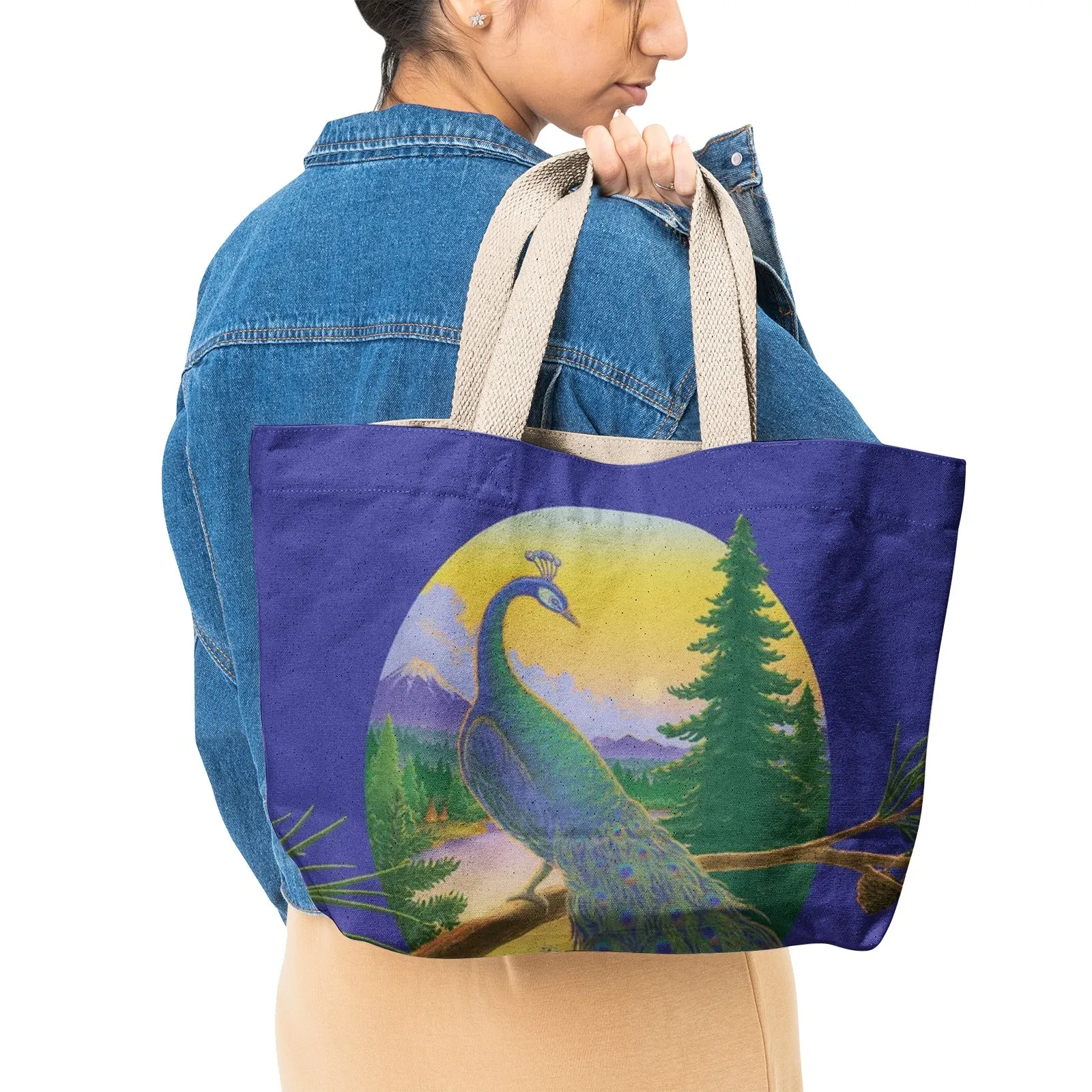 Peacock Tree Heavy Natural Canvas Bag by Mark Henson