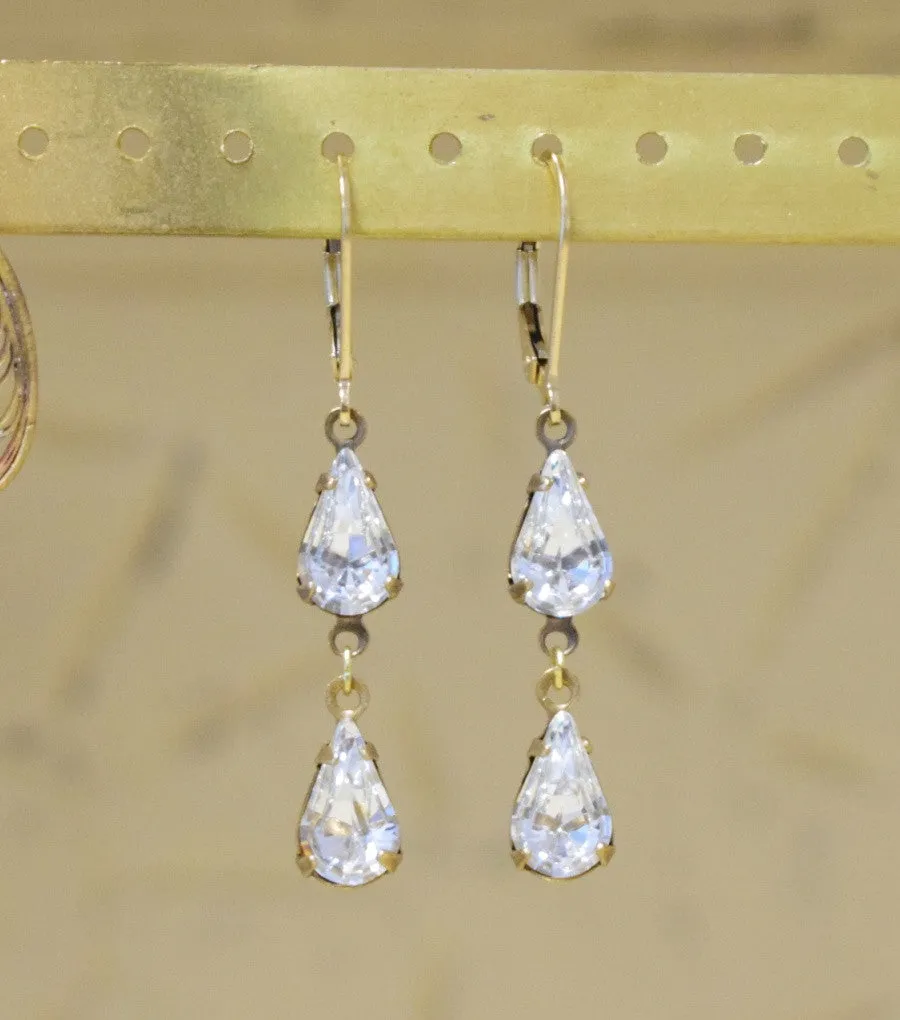 Pear-cut Crystal Droplet Earrings