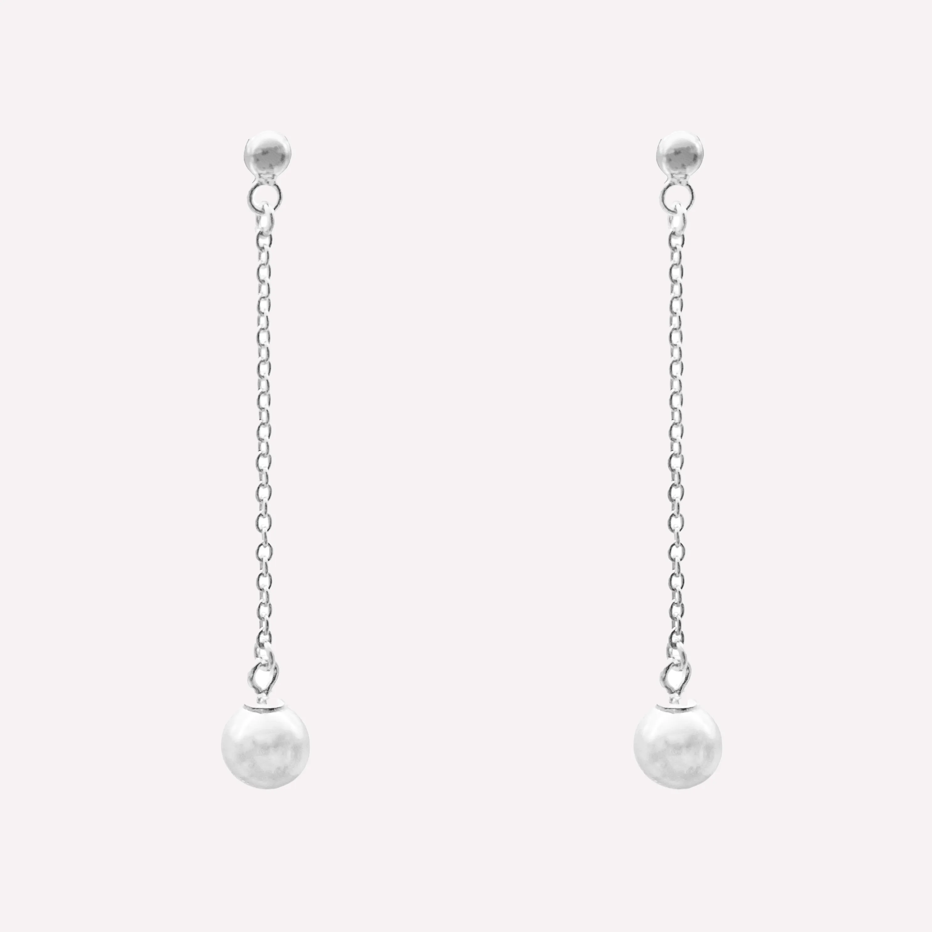 PEARL DANGLE CLIP-ON EARRINGS IN SILVER