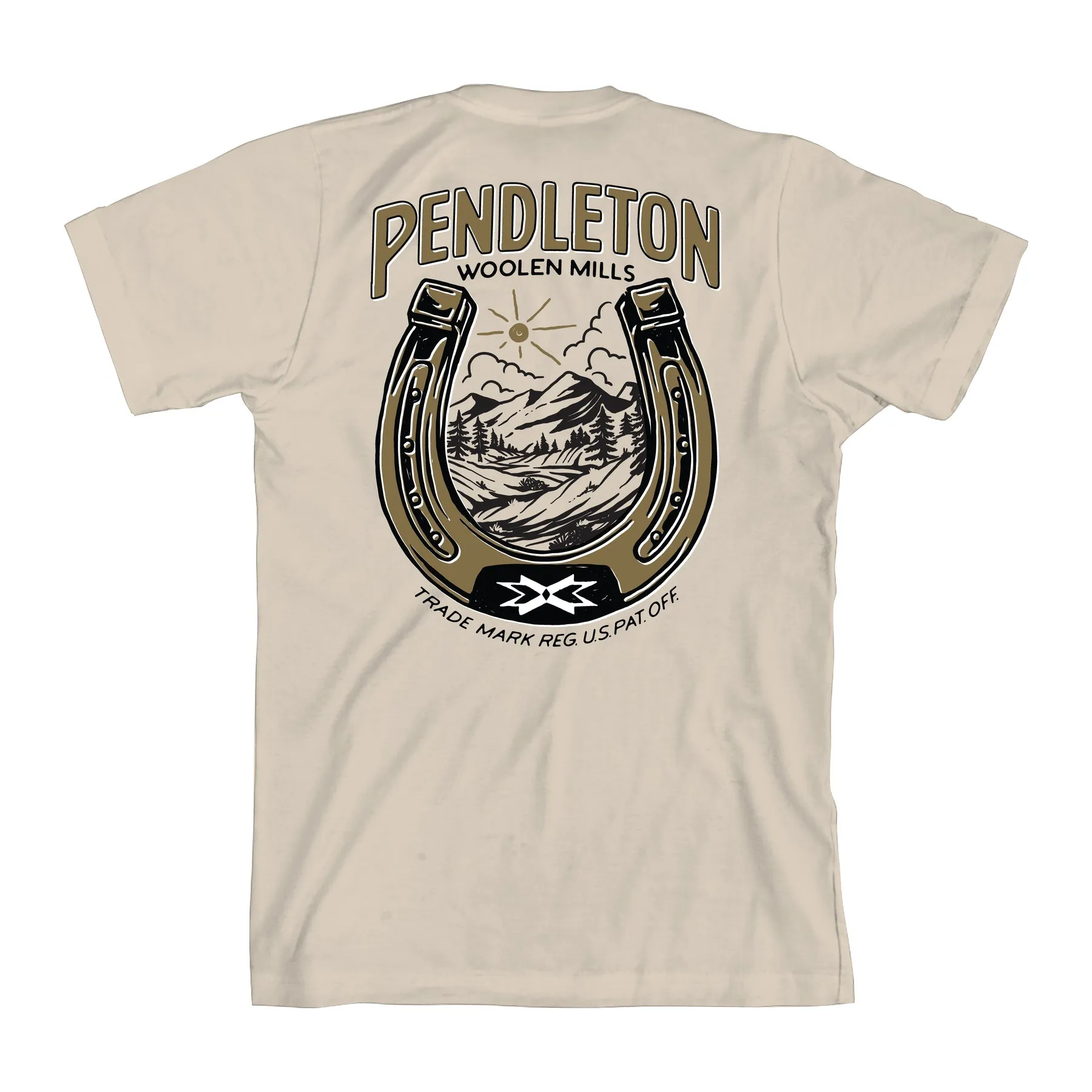 Pendleton Woolen Mills Vintage Horseshoe Graphic Tee in Soft Cream Gold