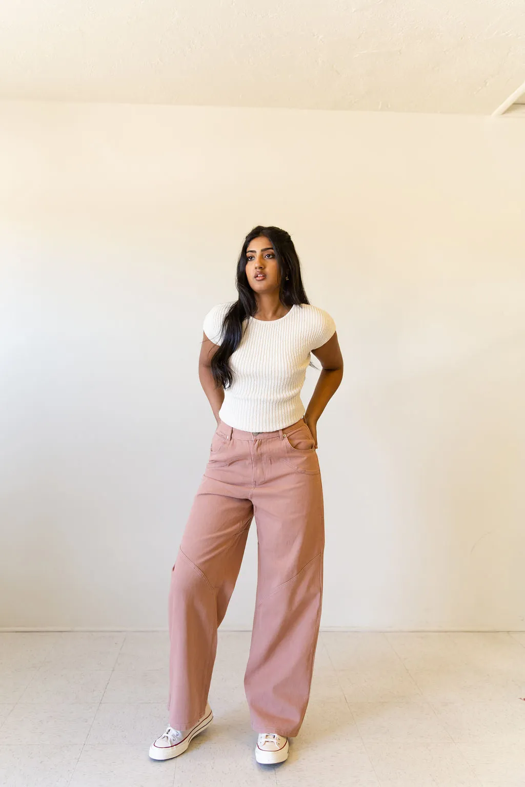 Perfect Time Contrast Stitch Pants by For Good