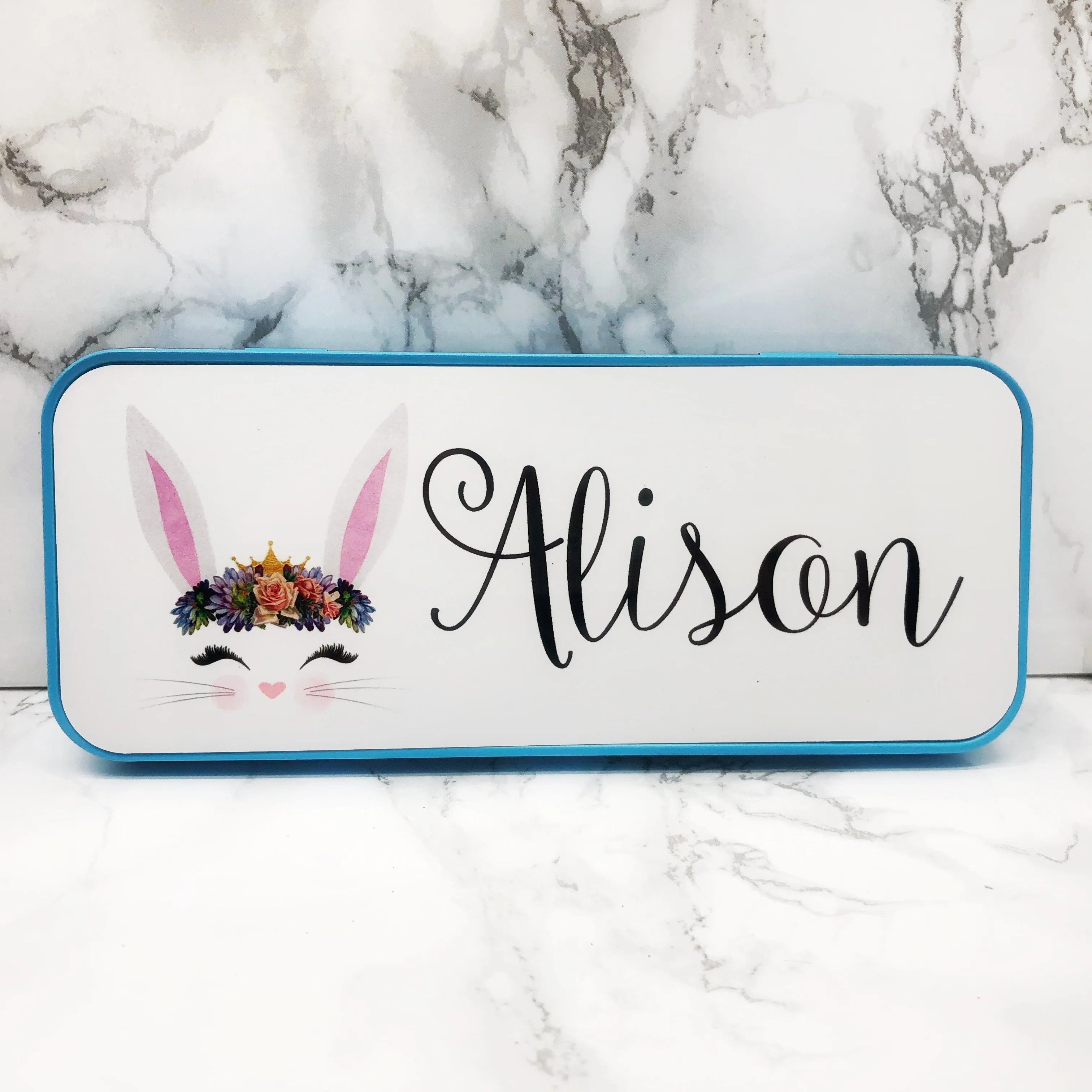 Personalised Printed Bunny School Pencil Tin