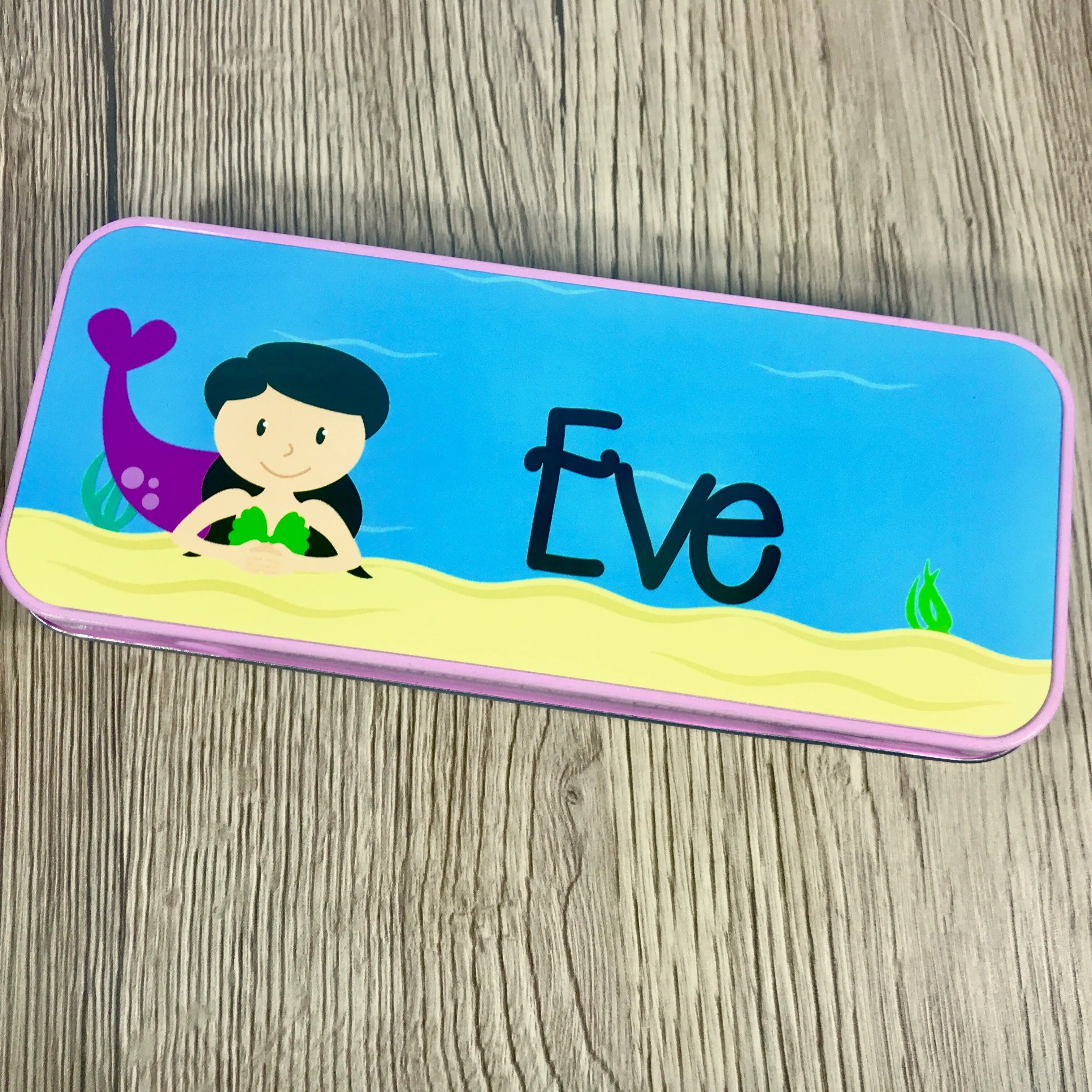 Personalised Printed Mermaid School Pencil Tin