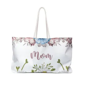 Personalised/Non-Personalised Weekender Bag, Floral, Mom, Large Weekender Bag, Beach Bag, Book Bag