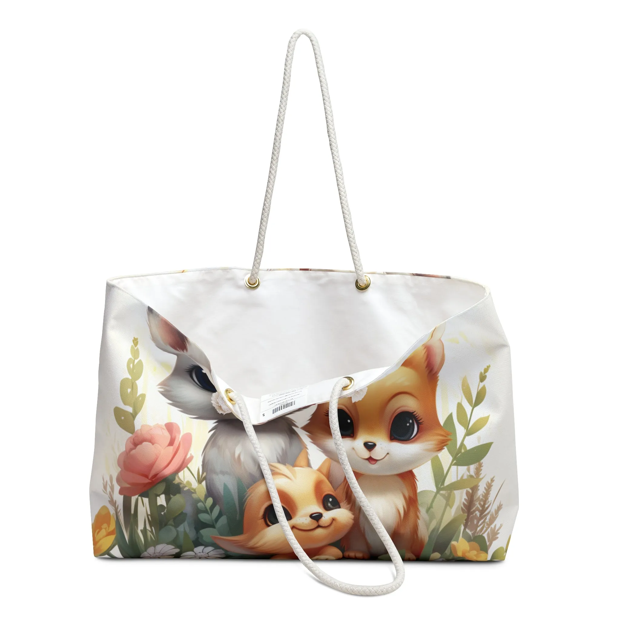 Personalised/Non-Personalised Weekender Bag, Foxes, Large Weekender Bag, Beach Bag, Book Bag