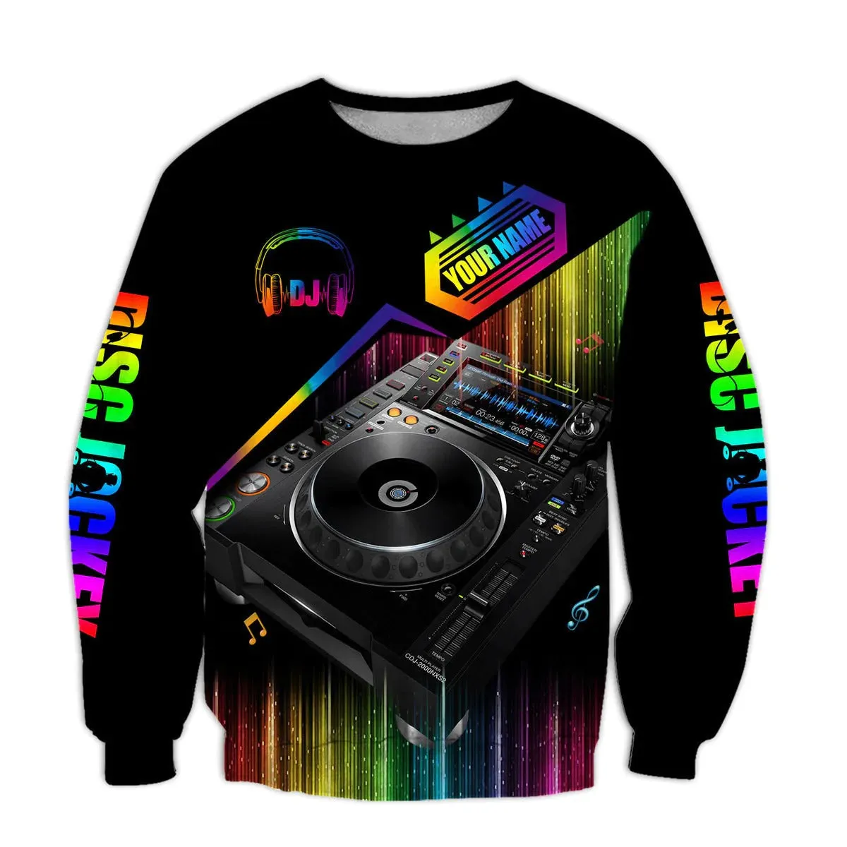 Personalized 3D Colorful DJ Hoodies Men Women, Disc Jockey Shirt, EDM Party Uniform, Gift For A DJ