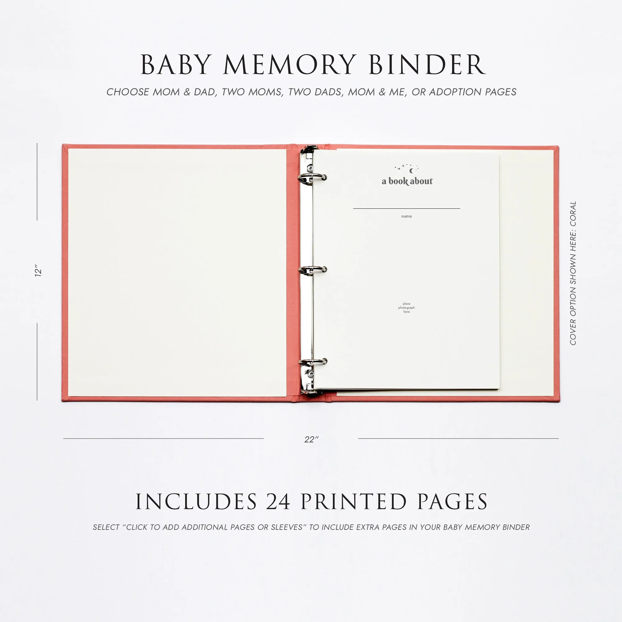 Personalized Baby Memory Binder | Cover: Ocean Blue Vegan Leather | Select Your Own Pages