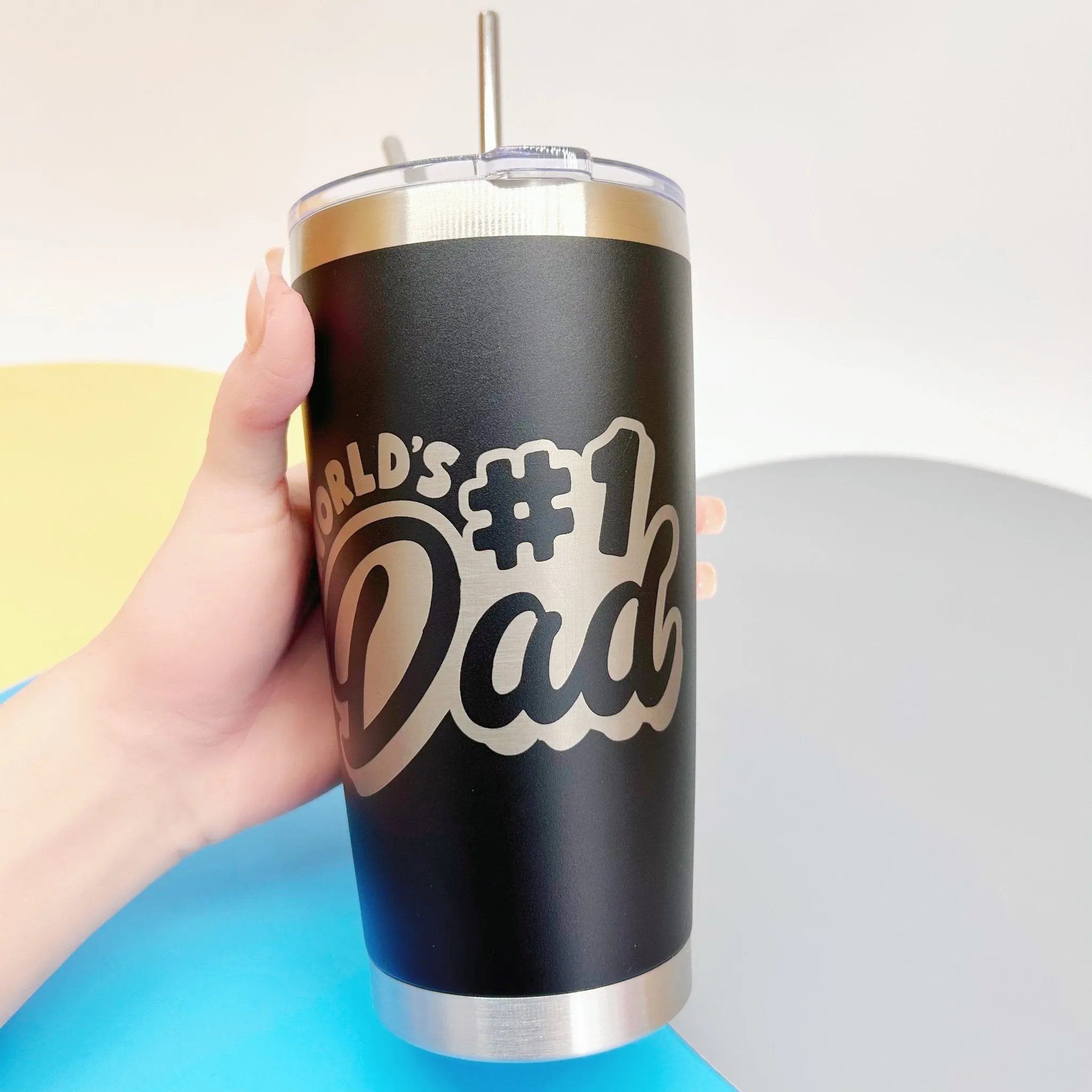 Personalized Engraved Tumblers, Best Dad Ever and Nutrition Fact Birthday Gift for Dad, 20oz Stainless Steel Custom Coffee Tumbler