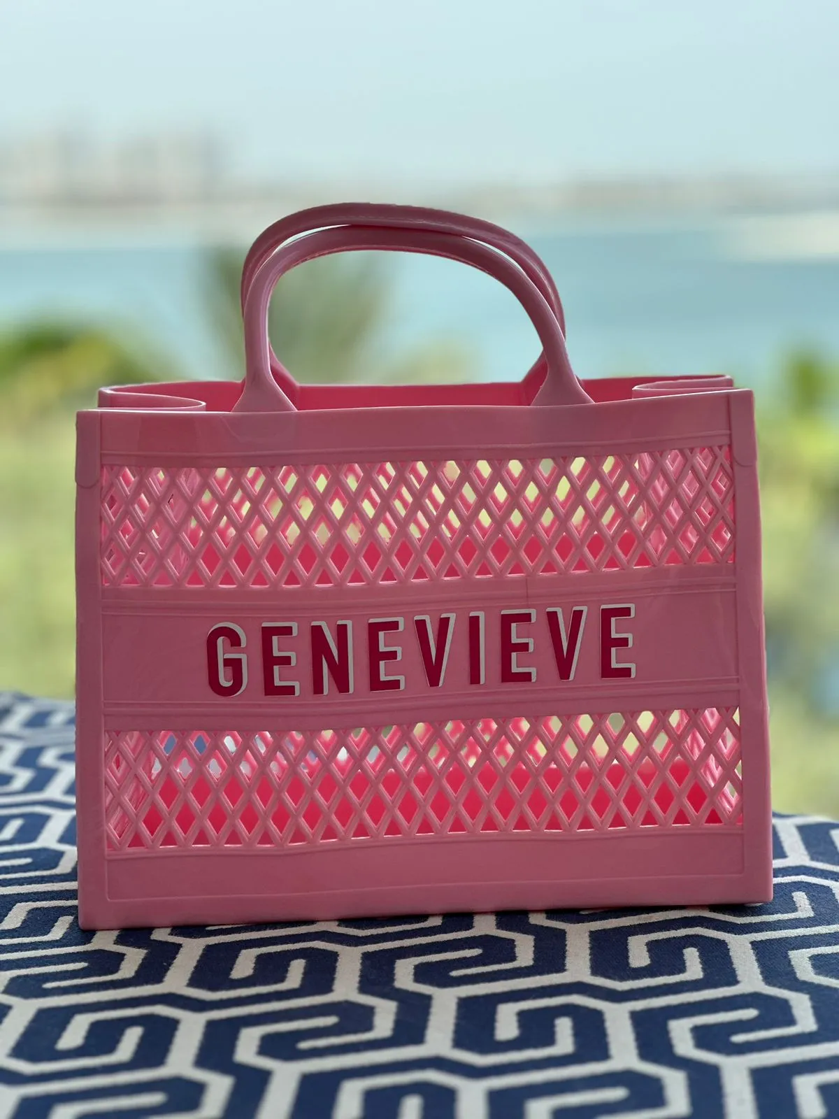 Personalized Fushia Jelly Beach Bag