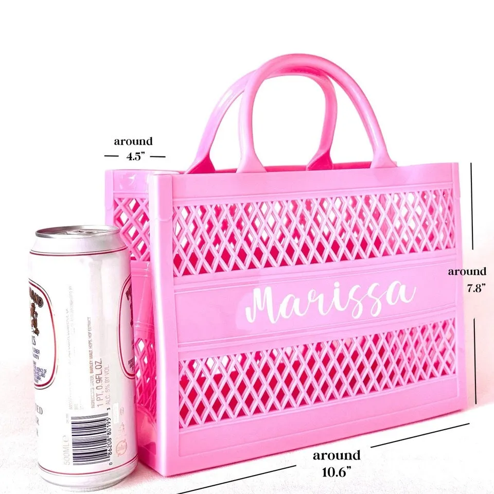 Personalized Fushia Jelly Beach Bag