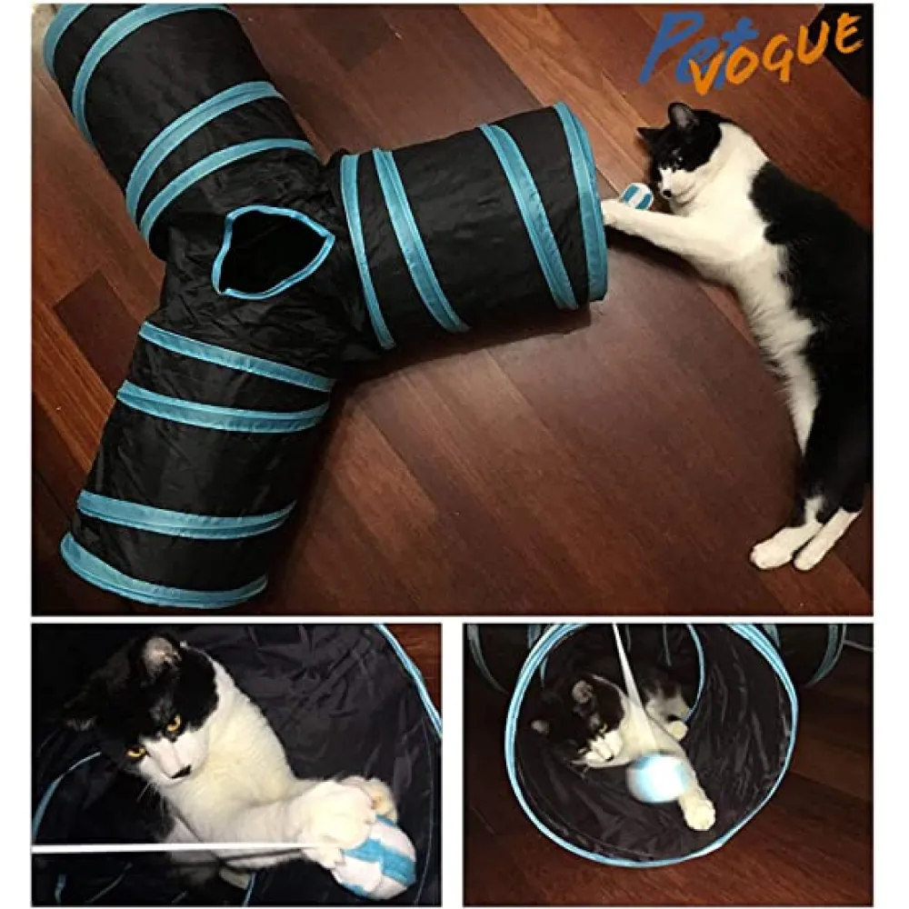 Pet Vogue Tunnel and GiGwi Vibrating Running Bee with Catnip Inside Toy for Cats Combo