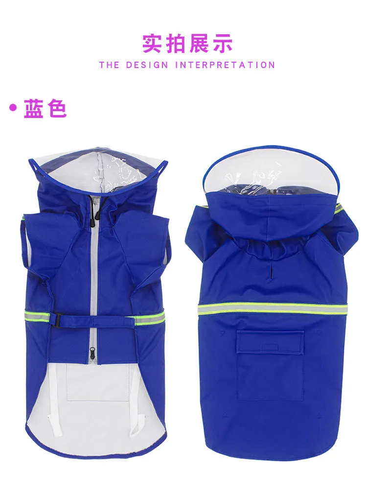 Pet waterproof raincoat pet clothing with reflective strips