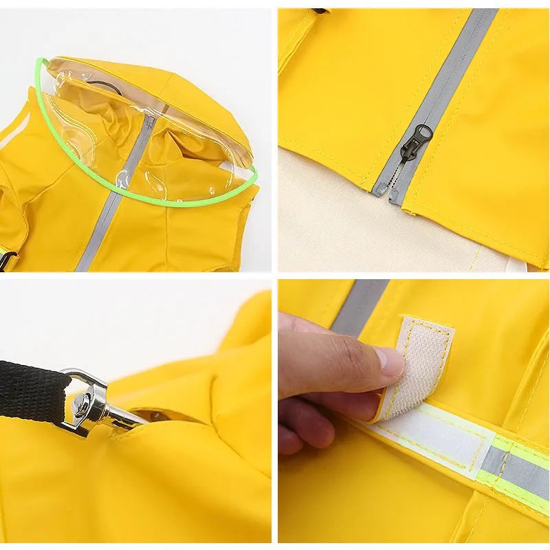 Pet waterproof raincoat pet clothing with reflective strips