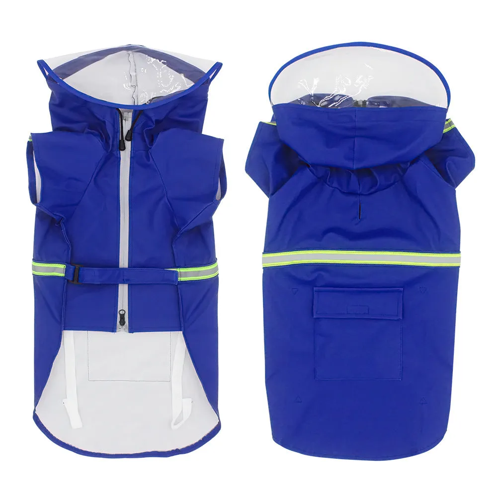 Pet waterproof raincoat pet clothing with reflective strips