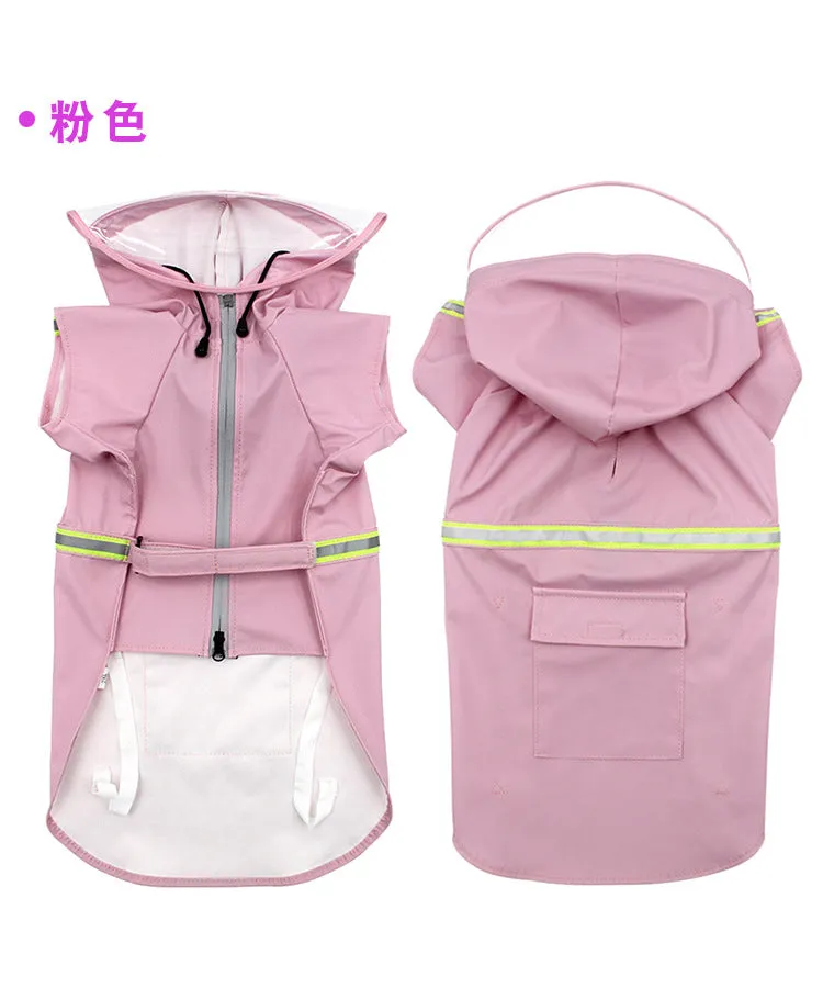 Pet waterproof raincoat pet clothing with reflective strips