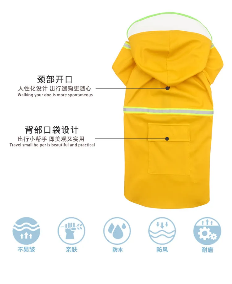 Pet waterproof raincoat pet clothing with reflective strips