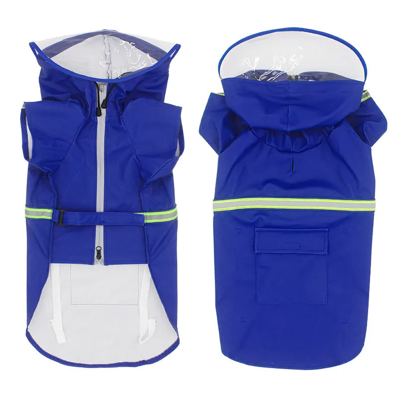 Pet waterproof raincoat pet clothing with reflective strips